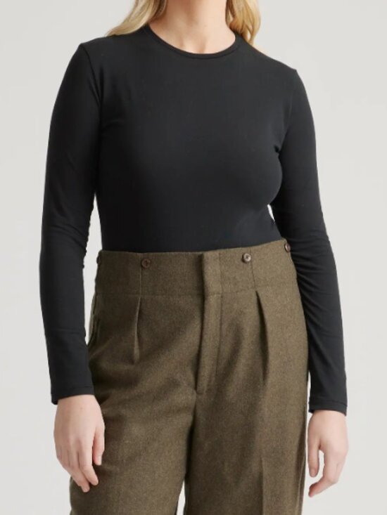 Quince Stretch Cotton Jersey Long Sleeve Bodysuit Black XS NWT - Picture 4 of 4